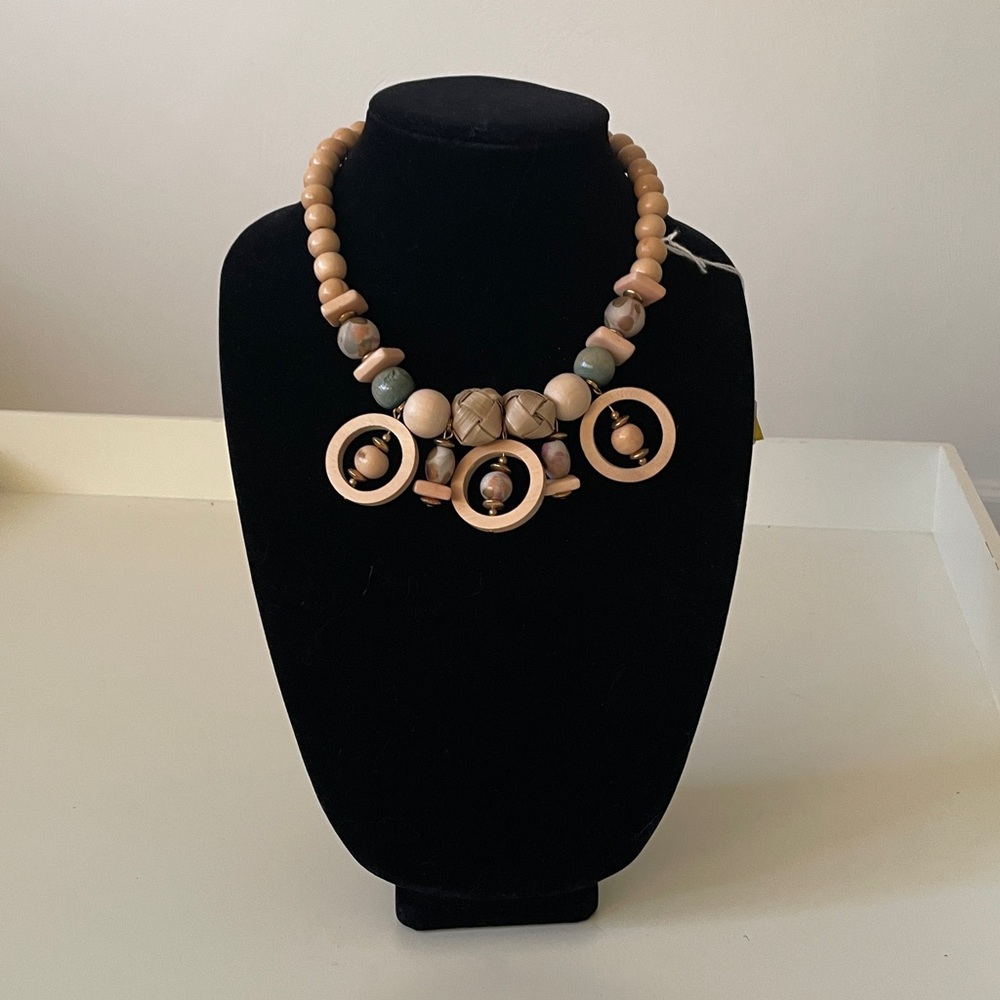 Boho rattan wood necklace multicolor